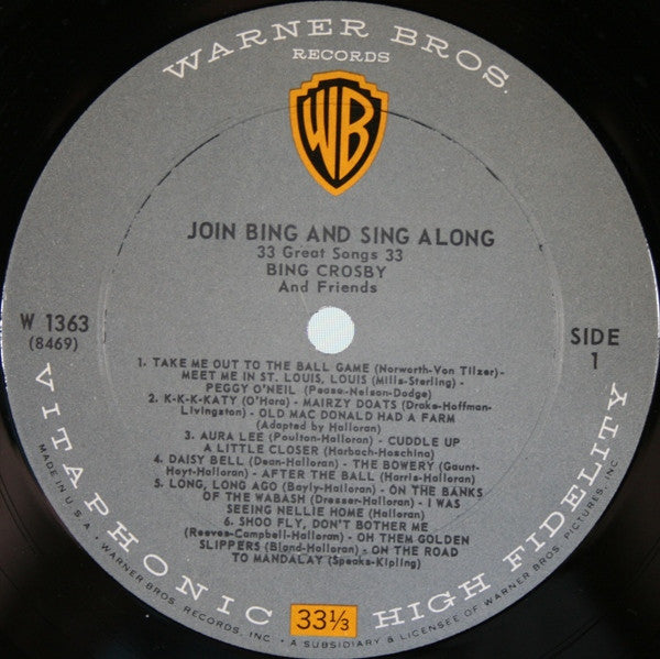 Bing Crosby : Join Bing & Sing Along (LP, Album, Mono)
