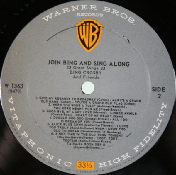 Bing Crosby : Join Bing & Sing Along (LP, Album, Mono)