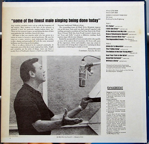 Ed Ames : More I Cannot Wish You (LP, Album)