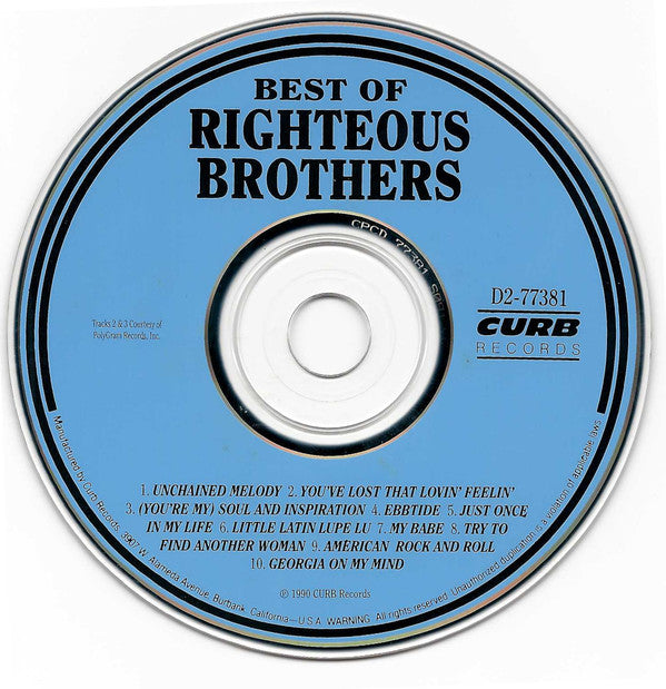 The Righteous Brothers : Best Of Righteous Brothers (CD, Comp)