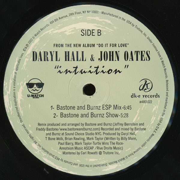 Daryl Hall & John Oates : Intuition (12")