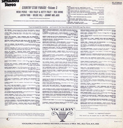 Various : Country Star Parade Vol. 3 (LP, Comp)