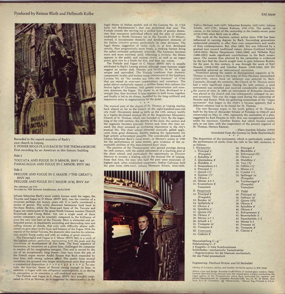 E. Power Biggs : E. Power Biggs Plays Bach In The Thomaskirche (LP, Album)