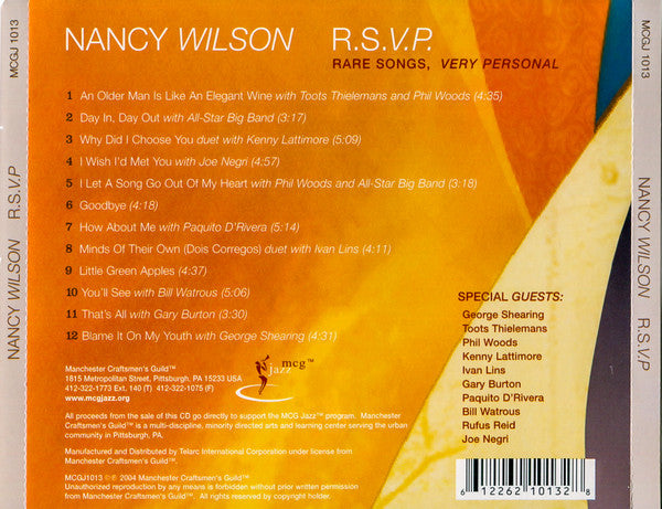 Nancy Wilson : R.S.V.P. (Rare Songs, Very Personal) (CD, Album)