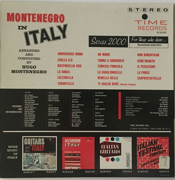 Hugo Montenegro : Montenegro In Italy (LP)