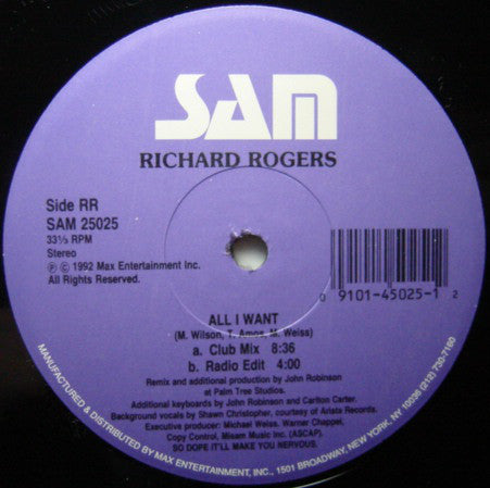 Richard Rogers : All I Want (12")
