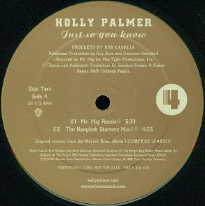 Holly Palmer : Just So You Know (2x12", Promo)