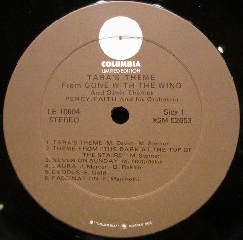 Percy Faith & His Orchestra : Tara's Theme From "Gone With The Wind" And Other Movie Themes (LP, Album, RE)