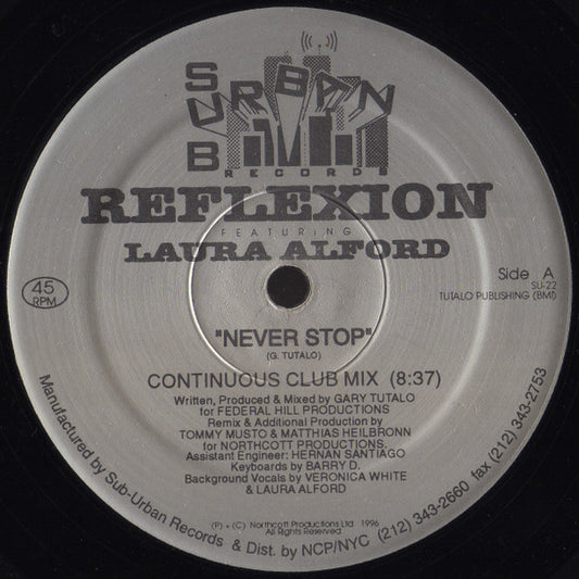 Reflexion (2) Featuring Laura Alford : Never Stop (12")