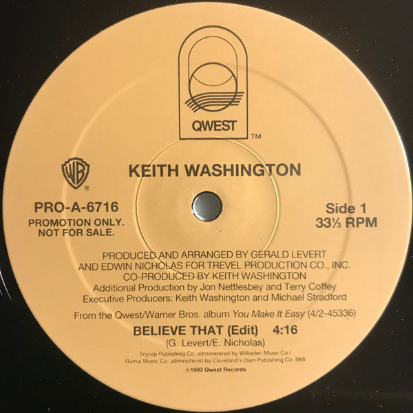 Keith Washington : Believe That (12", Promo)