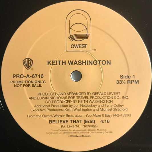 Keith Washington : Believe That (12", Promo)