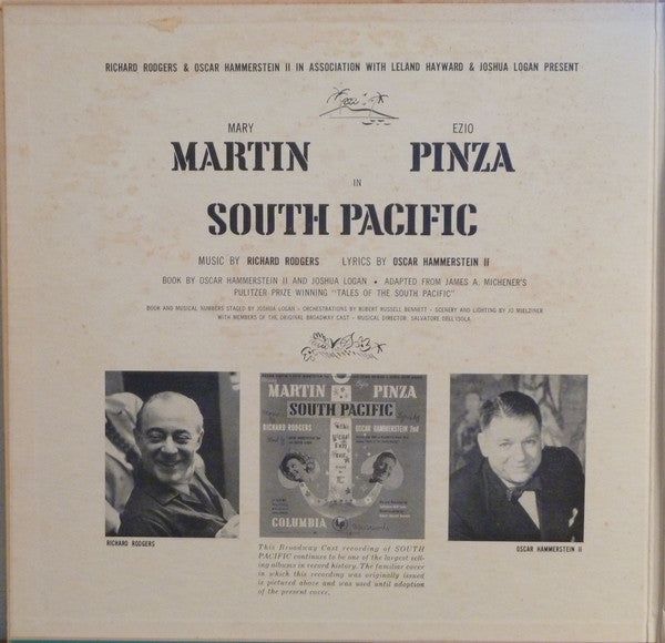 Mary Martin, Ezio Pinza, Rodgers & Hammerstein With "South Pacific" Original Broadway Cast : South Pacific (LP, Album, Mono, RE, Gat)