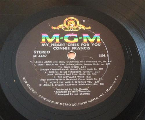 Connie Francis : My Heart Cries For You (LP, Album)