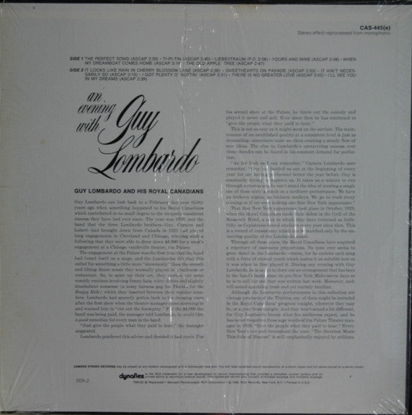 Guy Lombardo And His Royal Canadians : An Evening With Guy Lombardo (LP, Comp, RE)