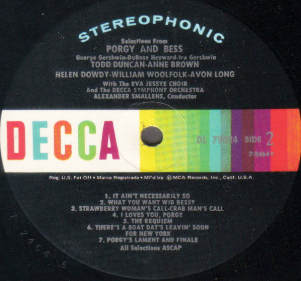 Todd Duncan (3) . Anne Brown, Eva Jessye Choir And Decca Symphony Orchestra : George Gershwin's Porgy And Bess (LP, Album, RE, RP)