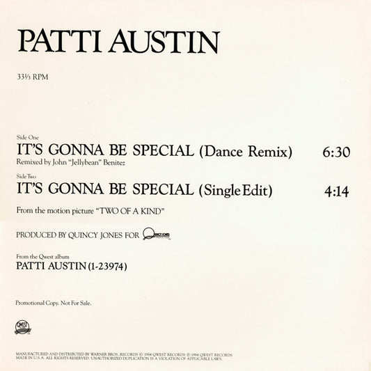 Patti Austin : It's Gonna Be Special (12", Promo)