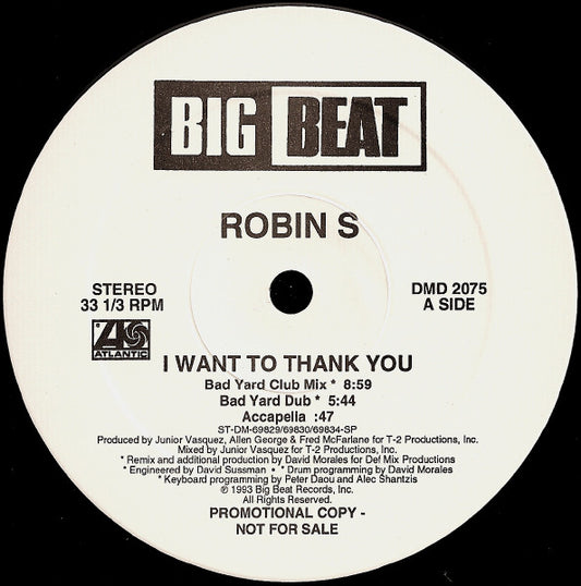 Robin S. : I Want To Thank You (12", Promo)