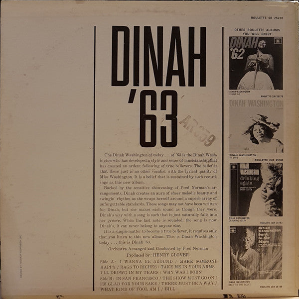 Dinah Washington : Dinah '63 (LP, Album)