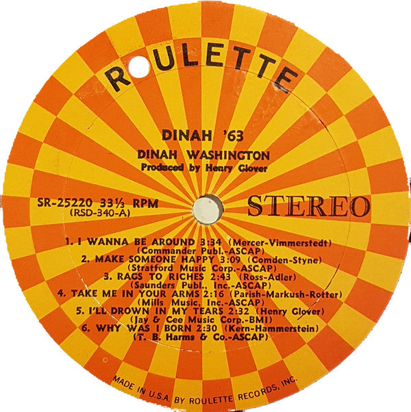 Dinah Washington : Dinah '63 (LP, Album)