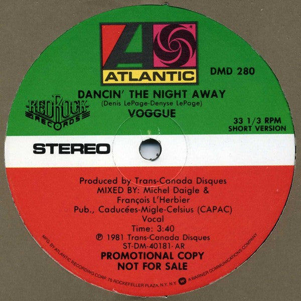 Voggue : Dancin' The Night Away (12", Promo, All)