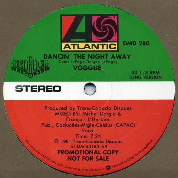 Voggue : Dancin' The Night Away (12", Promo, All)