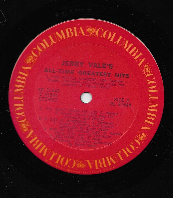 Jerry Vale : Jerry Vale's All-Time Greatest Hits (2xLP, Comp)