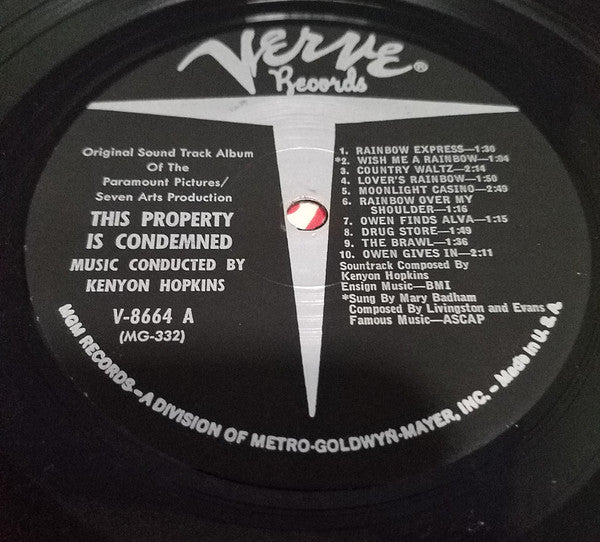 Kenyon Hopkins : This Property Is Condemned - Original Sound Track Album (LP, Album, Mono)