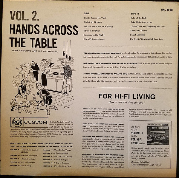 Tony Osborne And His Orchestra : Hands Across The Table (LP, Album)