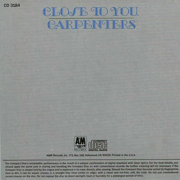 Carpenters : Close To You (CD, Album, RE, RM)