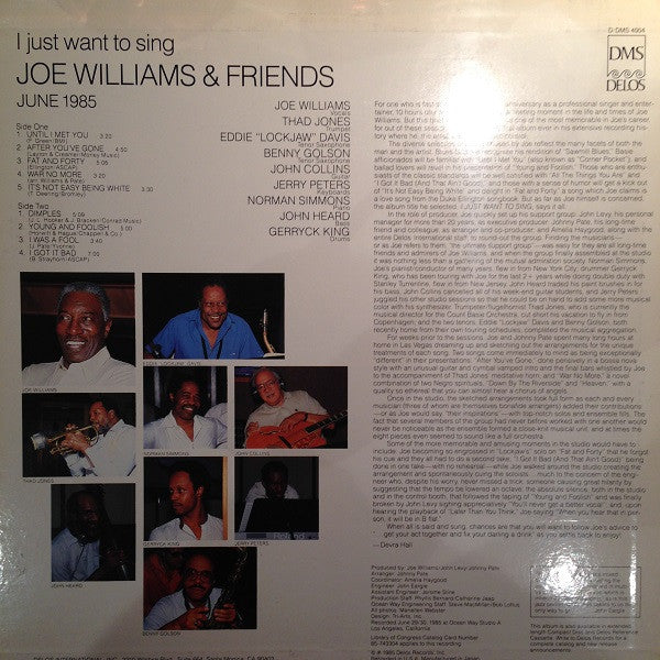 Joe Williams : Joe Williams & Friends June 1985 - I Just Want To Sing (LP)
