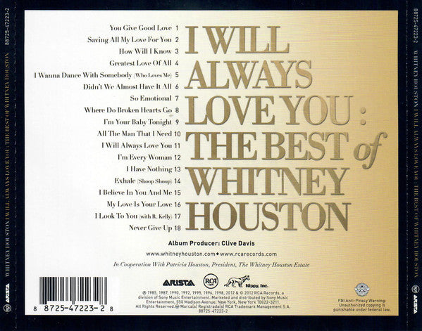 Whitney Houston : I Will Always Love You: The Best Of Whitney Houston (CD, Comp)