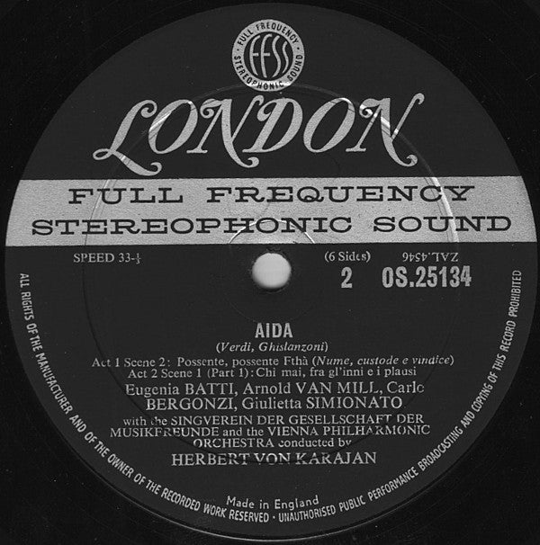 Giuseppe Verdi, Renata Tebaldi, Cornell MacNeil, Carlo Bergonzi, Giulietta Simionato, Herbert von Karajan, Wiener Philharmoniker : Aïda (3xLP, Album + Box)