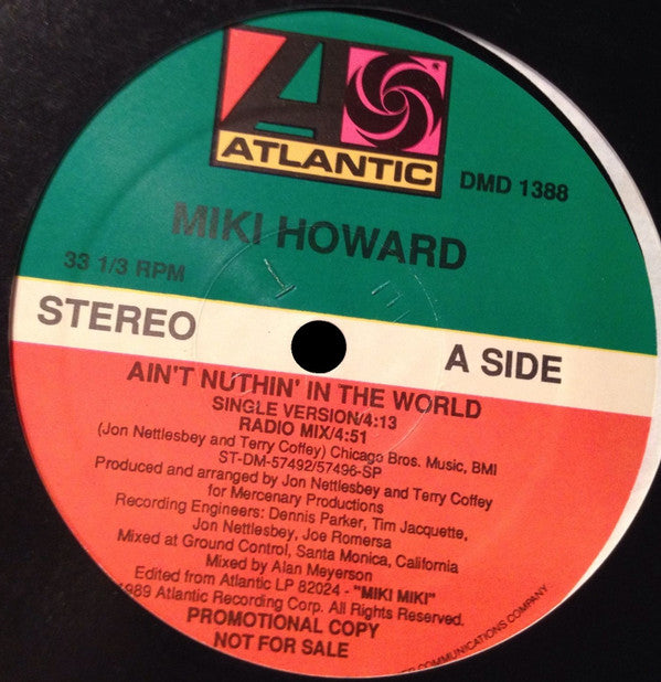 Miki Howard : Ain't Nuthin' In The World (12", Promo)