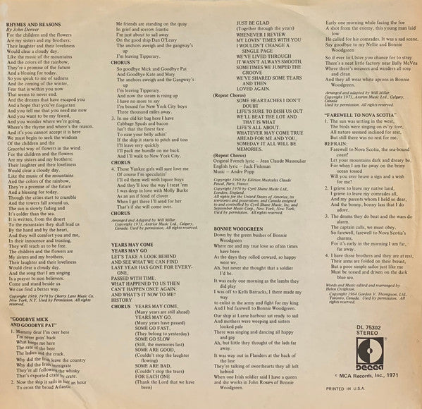 The Irish Rovers : On The Shores Of Americay (LP)