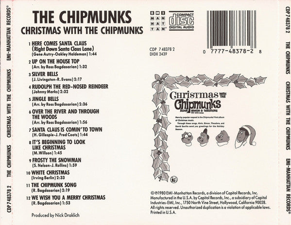 The Chipmunks : Christmas With The Chipmunks (CD, Album)