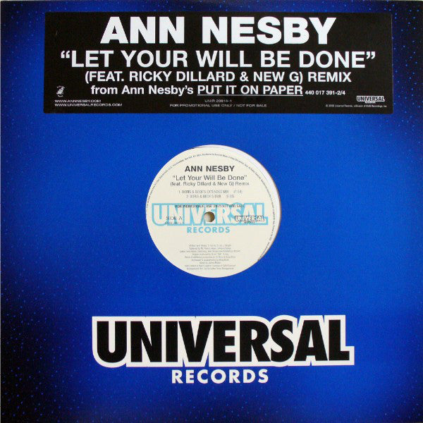 Ann Nesby Feat. Ricky Dillard & Ricky Dillard's New Generation Chorale : Let Your Will Be Done (Remix) (12", Promo)