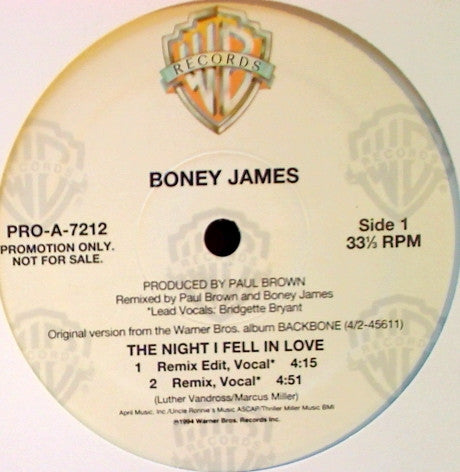 Boney James : The Night I Fell In Love (12", Promo)