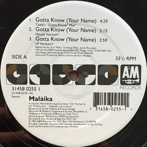 Malaika : Gotta Know (Your Name) (12")