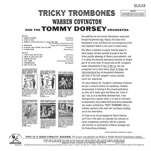 Warren Covington And Tommy Dorsey And His Orchestra : Tricky Trombones (LP, Album, Mono)