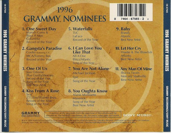 Various : 1996 Grammy Nominees (CD, Comp)