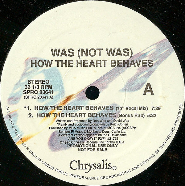 Was (Not Was) : How The Heart Behaves (12", Promo)