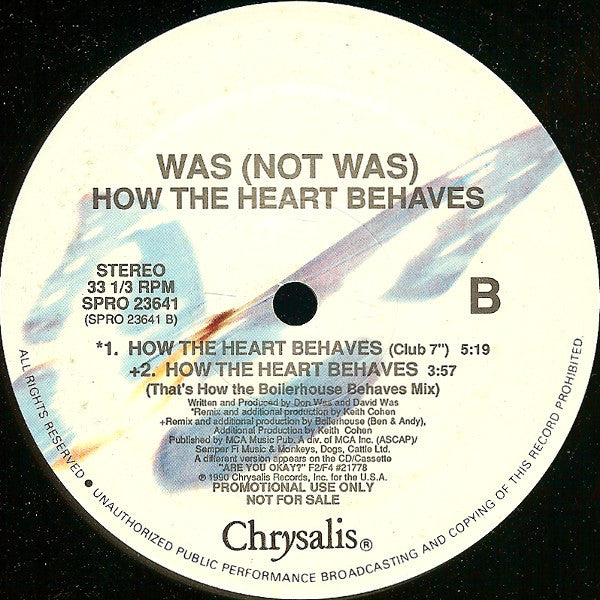 Was (Not Was) : How The Heart Behaves (12", Promo)