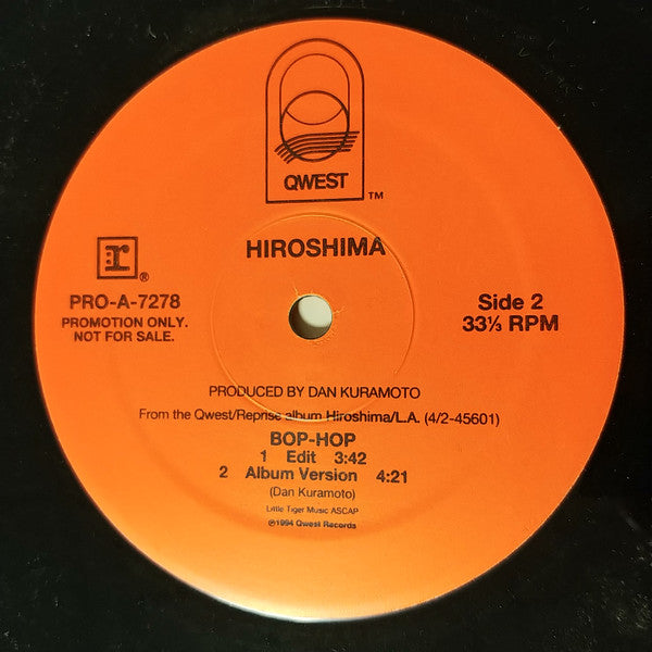 Hiroshima (3) : Don't Let Me Be Lonely Tonight / Bop-Hop (12", Promo)