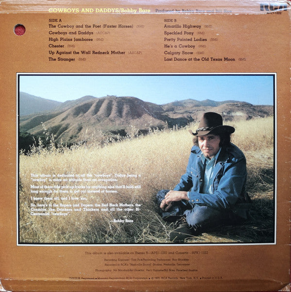 Bobby Bare : Cowboys And Daddys (LP, Album, Ind)