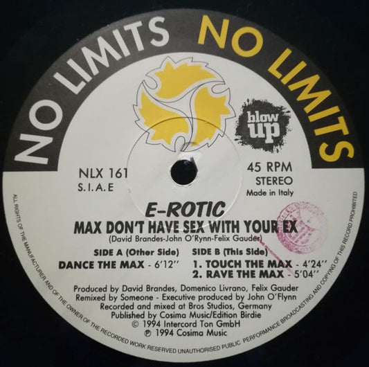 E-Rotic : Max Don't Have Sex With Your Ex (12")