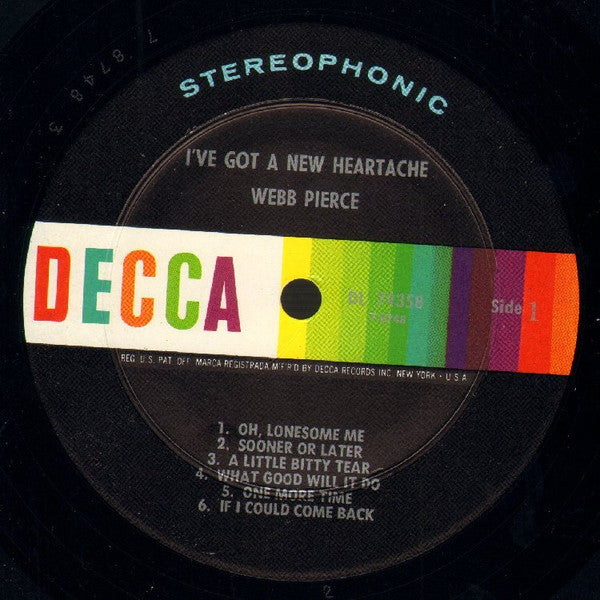 Webb Pierce : I've Got A New Heartache (LP, Album, Pin)