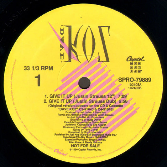 Dave Koz : Give It Up (12", Promo)