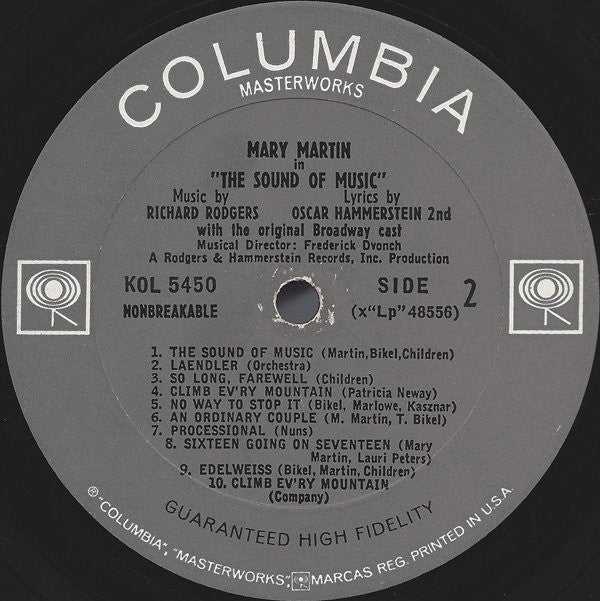 Various : Mary Martin In The Sound Of Music (LP, Mono, RE)