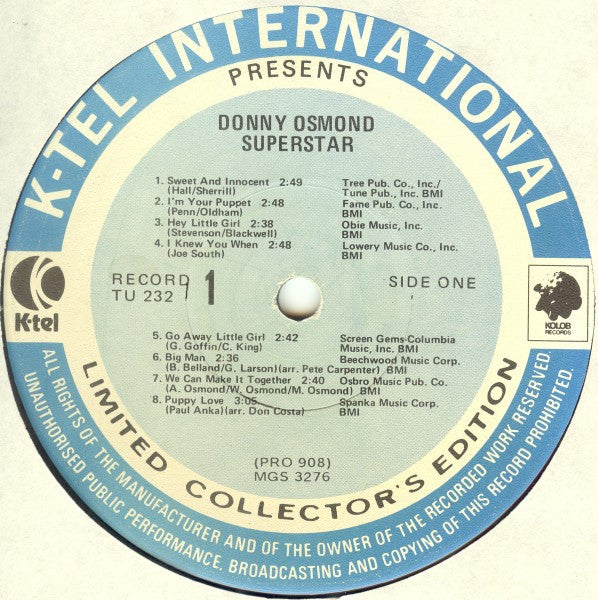 Donny Osmond : Superstar (2xLP, Comp)