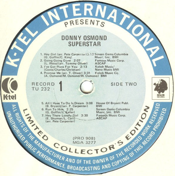Donny Osmond : Superstar (2xLP, Comp)
